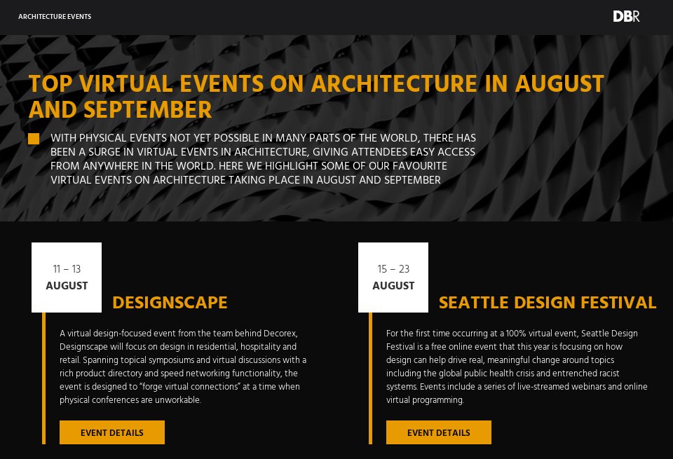 Top Virtual Events on Architecture in August and September - Design ...