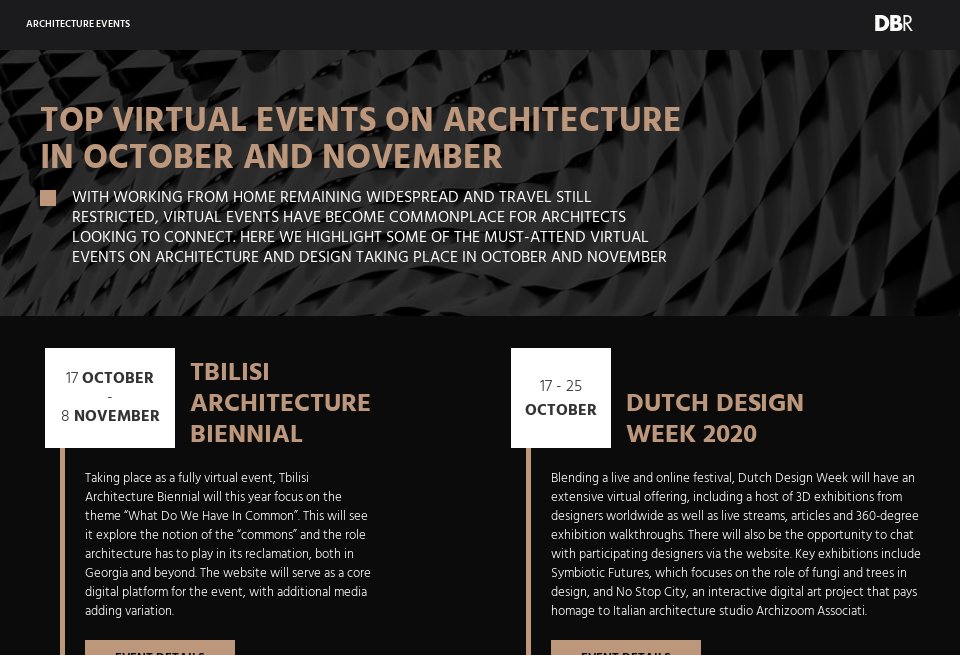 Top Virtual Events on Architecture in October and November - Design ...